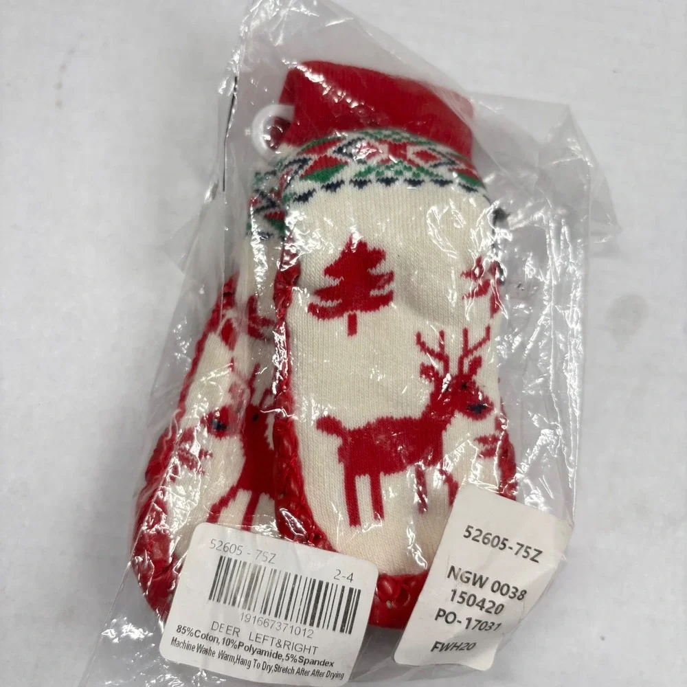 Hanna Andersson Kids Christmas Slipper Socks 2-4 Deer Trees Holiday Red NWT‎